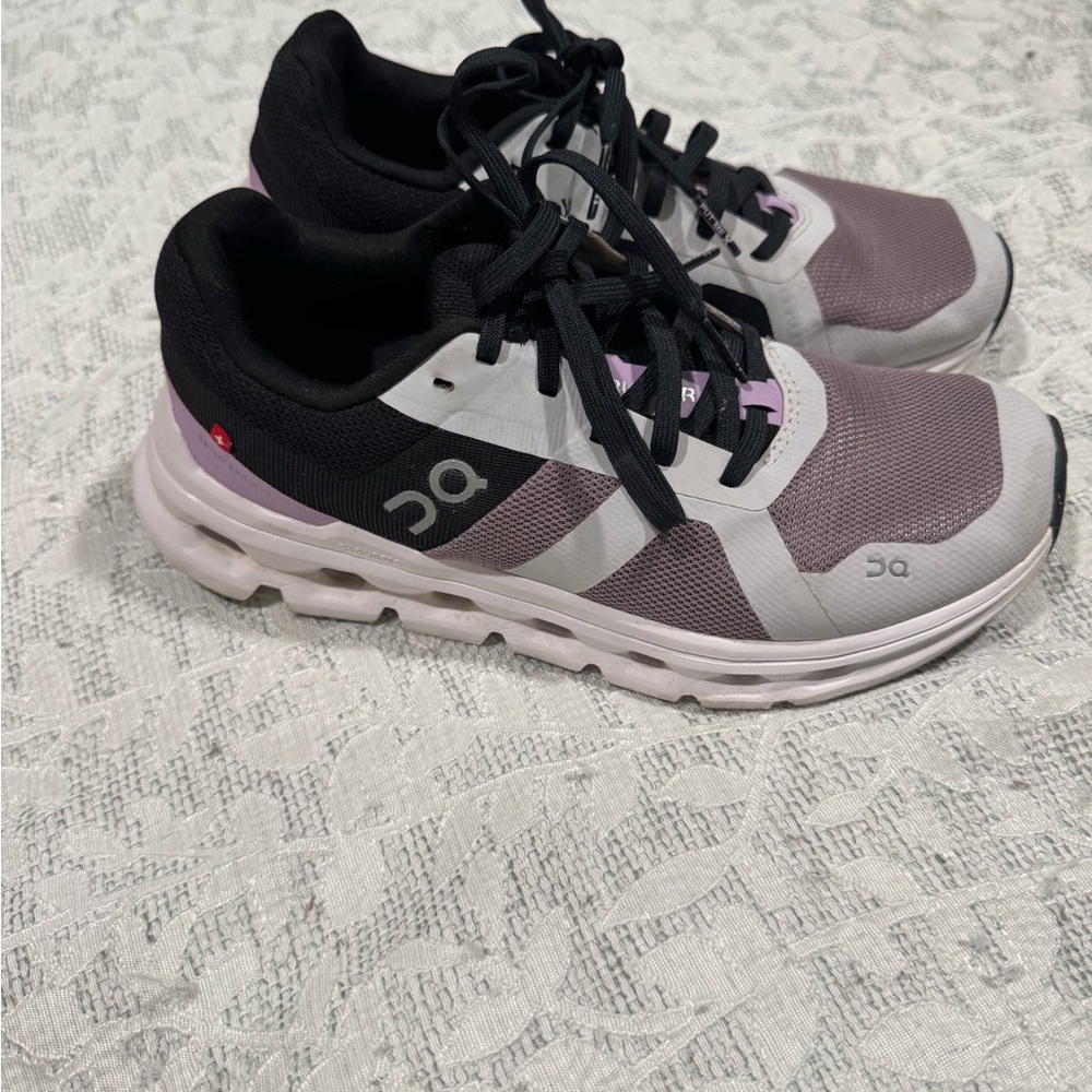 On Running Women's Shoes - Black, White, and Purple